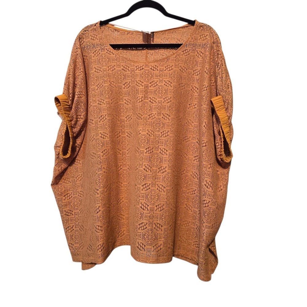 Anthropologie Akemi + Kin Bratton Lace Oversized Top Women M/L Gold Boho Cottage